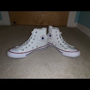 NEVER WORN white high top converse